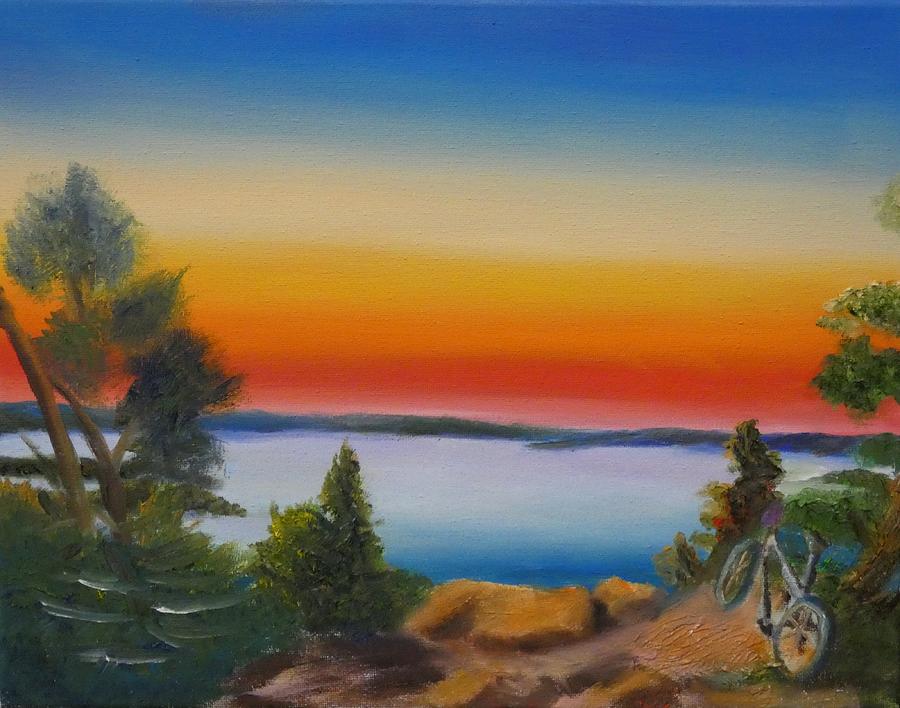 Bright Sunset on the Lake Painting by Joseph Eisenhart