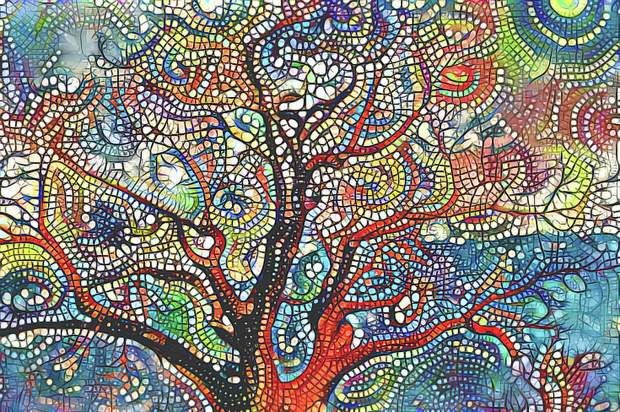 Bright Tree in abstract Digital Art by Cathy Anderson