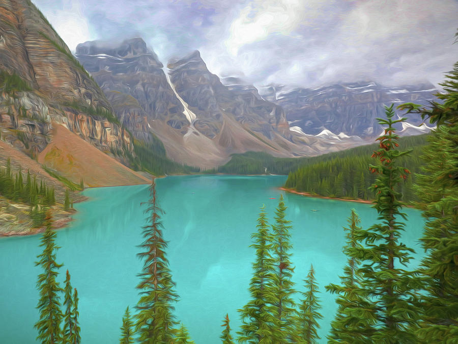 Bright Vivid Moraine Lake Morning Painting by Dan Sproul