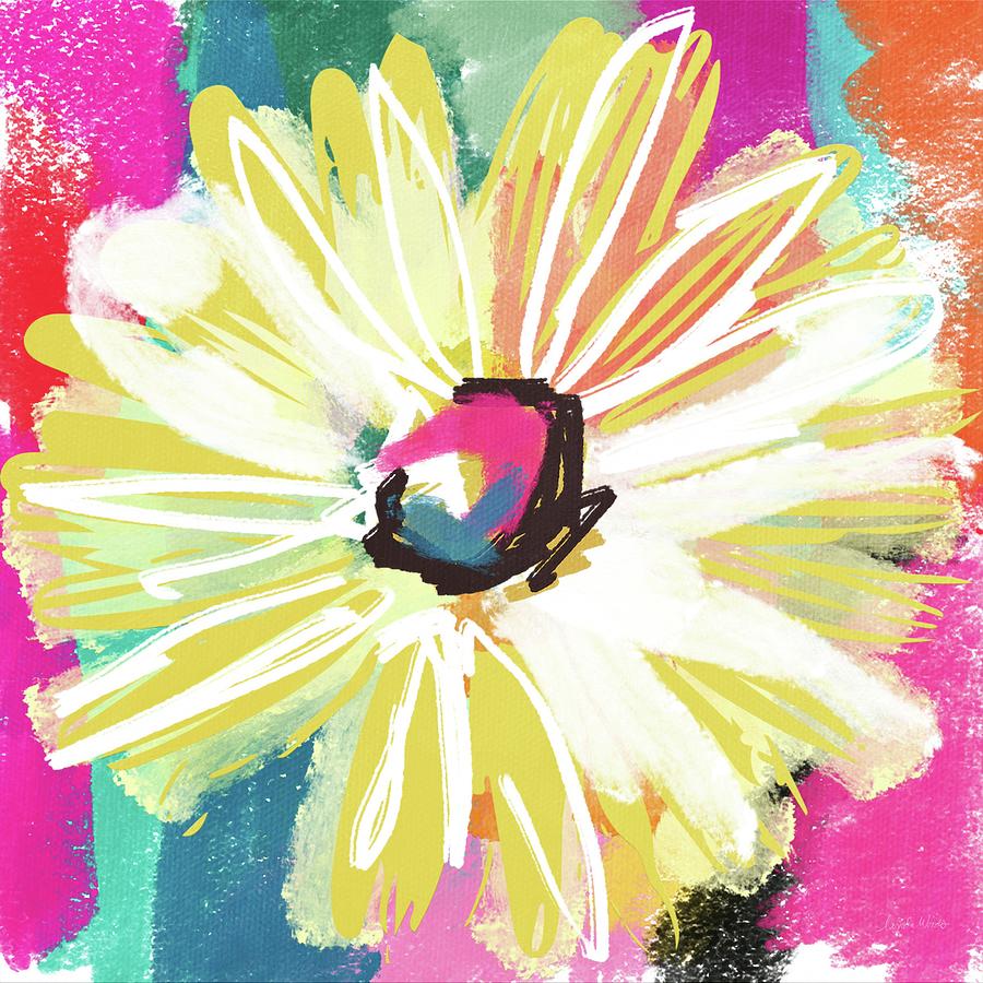 Daisy Mixed Media - Bright Yellow Flower- Art by Linda Woods by Linda Woods