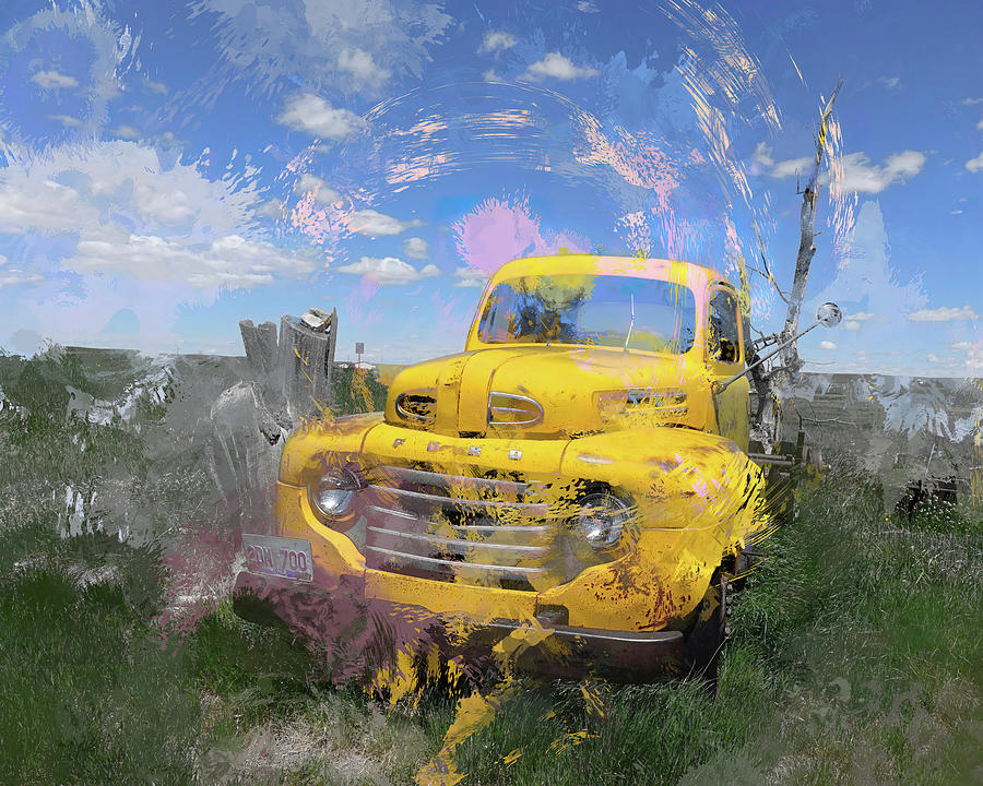 Bright Yellow Painted Ford Truck Photograph