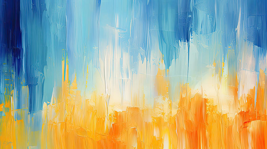 Brighter Days - Blue and Yellow Wall Art Painting by Lourry Legarde