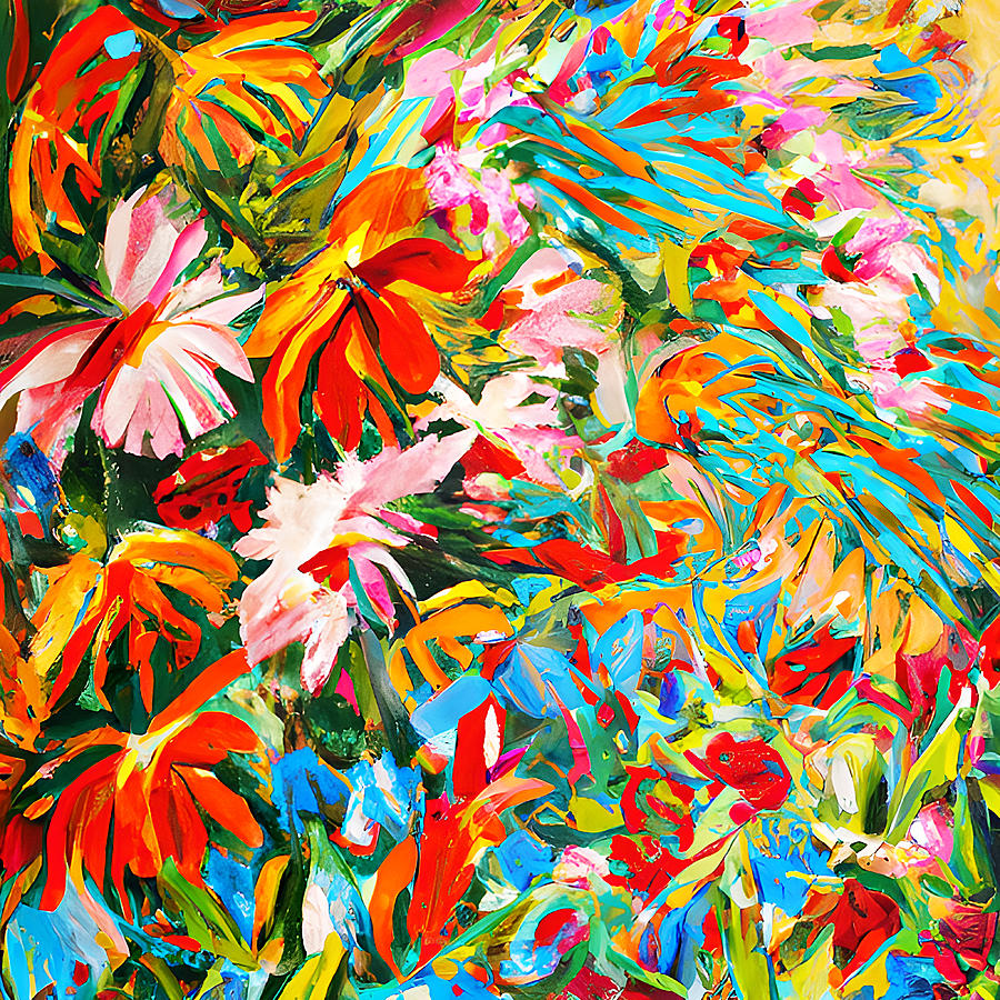 Brightful Garden Flowers Dance Digital Art by Amalia Suruceanu