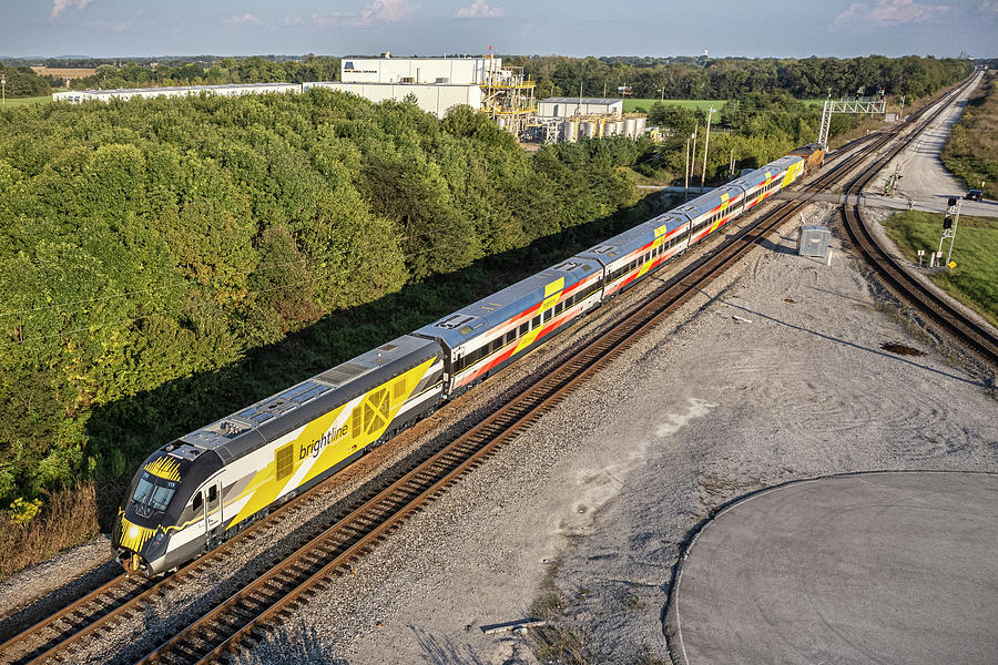 Brightline Commuter Trainset as it heads south as CSX W989 at Hopkinsville KY Photograph by Jim Pearson