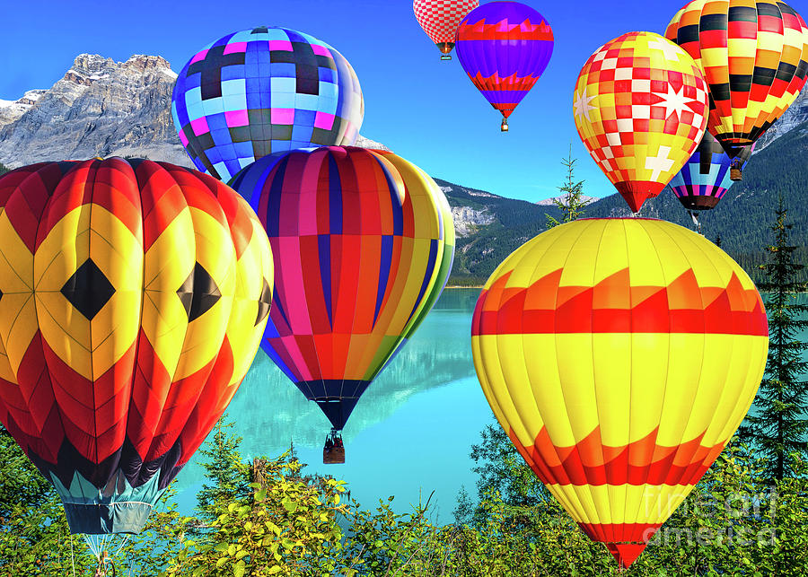 Brightly Colored Hot Air Balloons 1000 Piece Adults Jigsaw Puzzle Mixed Media By Safran Fine Art