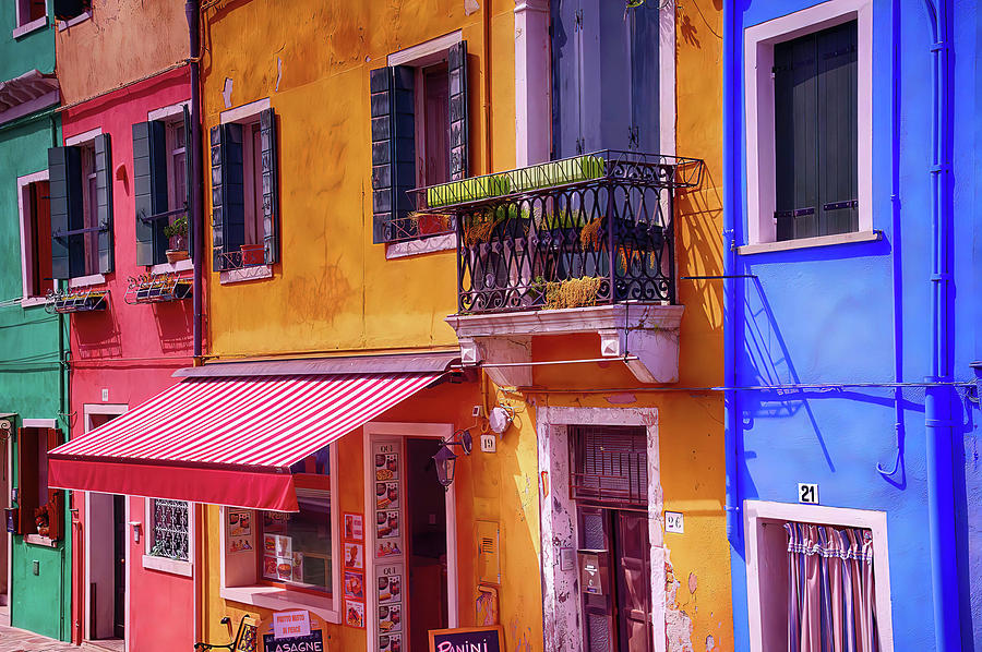 Brightly colored houses of Burano Photograph by Steve Estvanik