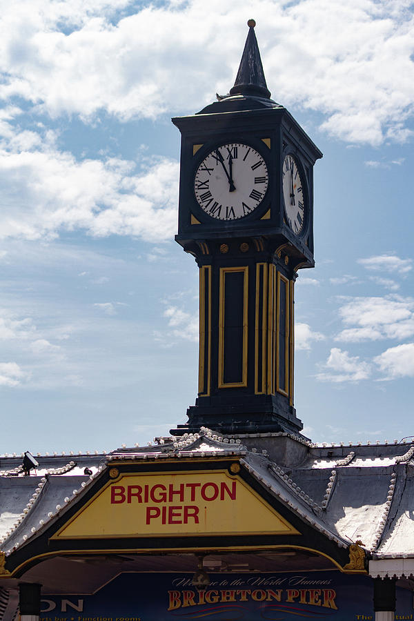 Brighton Pier Clock  Photograph by Shirley Mitchell