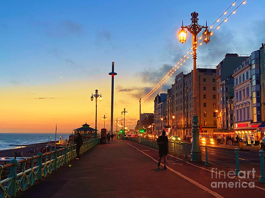 Brighton Sunset Walk Photograph by Loretta S