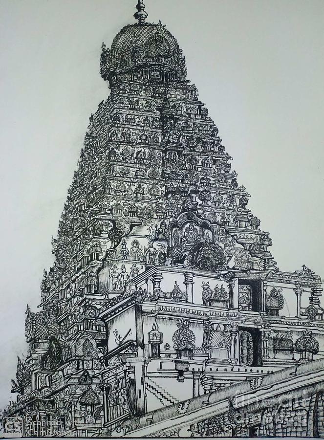 File:Tanjore temple drawing.jpg - Wikimedia Commons