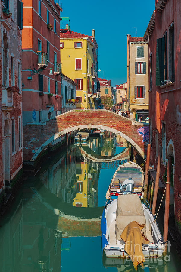 Brilliant colors in a Venice canal Photograph by The P