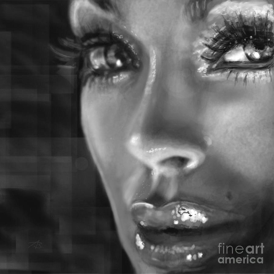 Brilliant Eyes BW Painting by Angie Braun