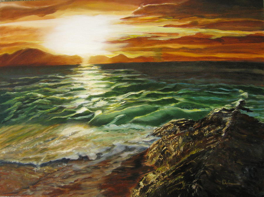 Mountain Painting - Brilliant Sunrise by LaVonne Hand