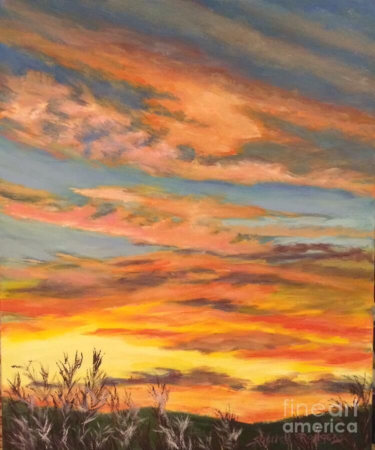Brilliant Sunset Painting by Sherrell Rodgers