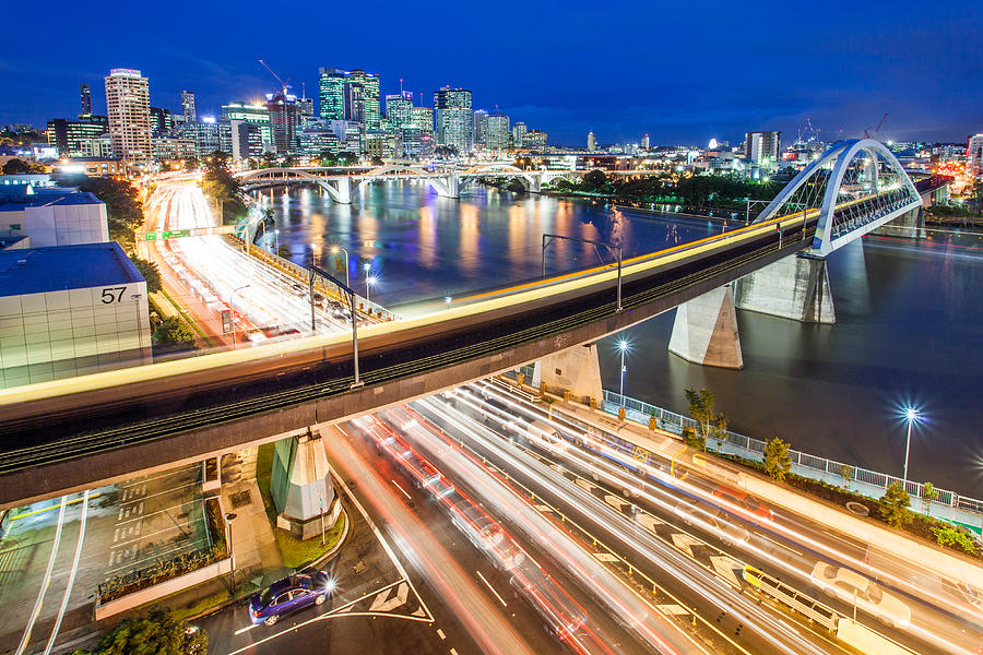 Brisbane City Traffic Photograph by Andrew Tallon