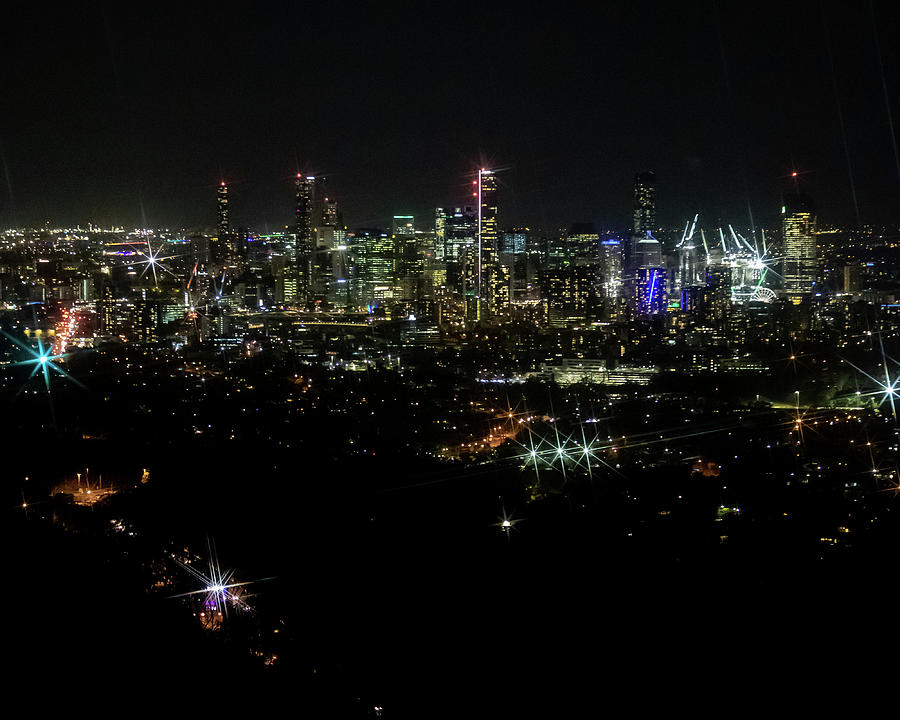 Brisbane Night Skyline from Mount Coot-tha Photograph by Rick Nelson