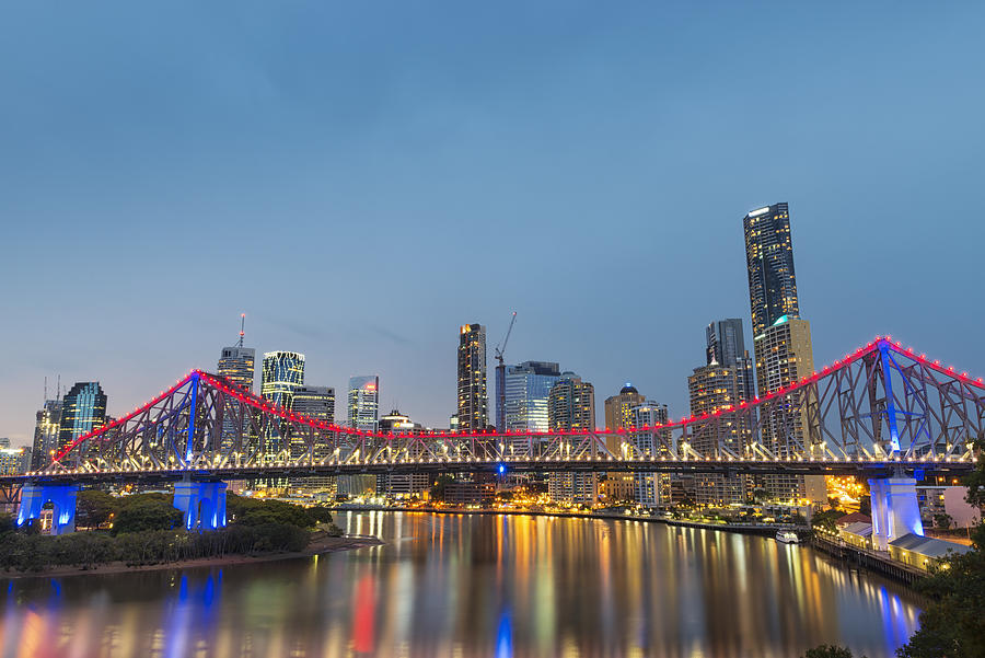 Brisbane Story Bridge during blue hour Photograph by Funky-data