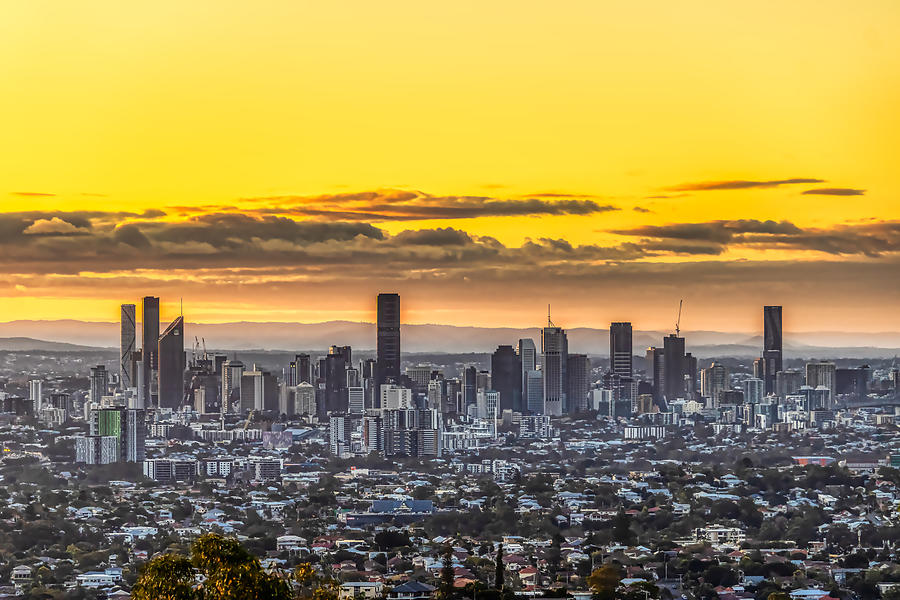 Brisbane Sunset Cityscape Photograph by Rick Nelson