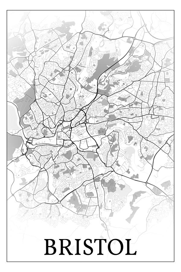 Bristol England City Map 002 Digital Art By Dandi Studio Fine Art   Bristol England Bw Fade City Map Print Dandi Studio 