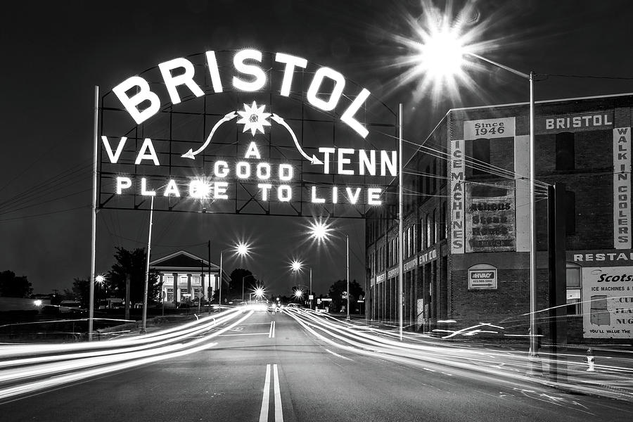 Bristol Sign in Black and White Photograph by Greg Booher