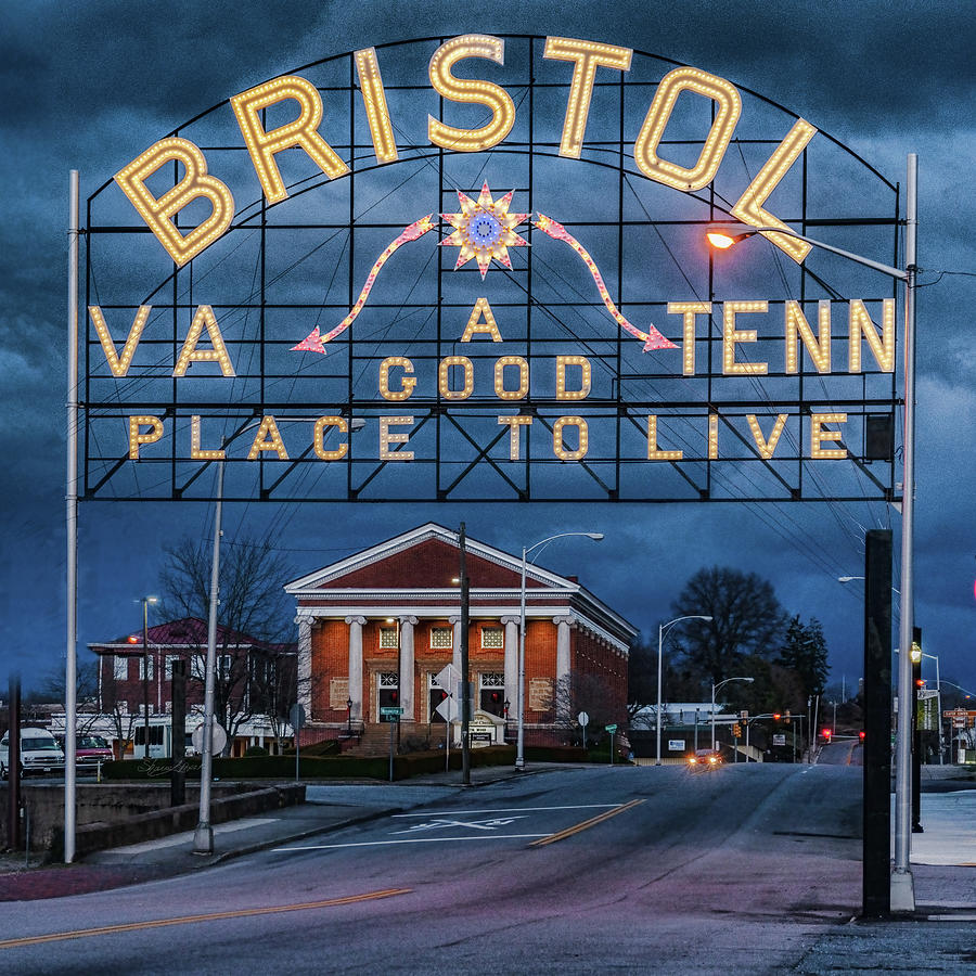 Bristol VA TENN Sign Photograph by Sharon Popek