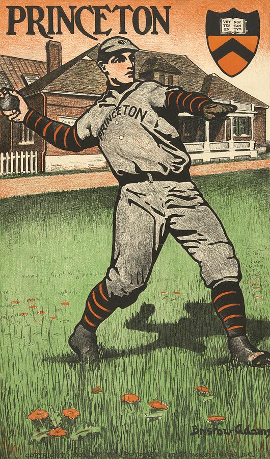 Vintage Drawing - Princeton Baseball by Bristow Adams