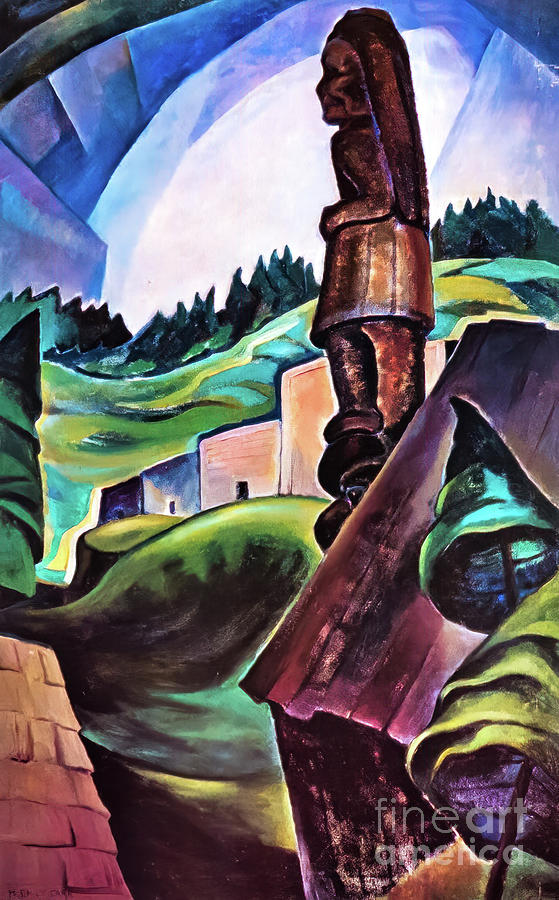 British Columbia Indian Village by Emily Carr 1930 Painting by Emily Carr