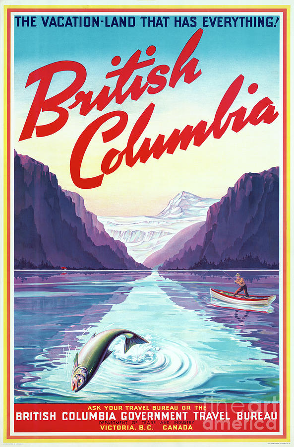 BRITISH COLUMBIA TRAVEL POSTER, c1947 Painting by Granger - Fine Art ...