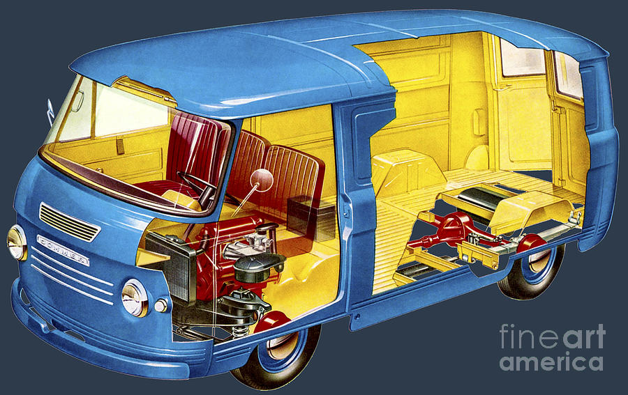 British commercial car Commer FC 1500 Panel Van Drawing by Vladyslav ...