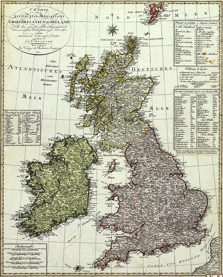 British Isles After Latest Adjustments - 1801 - Pictorial, Vintage, Old ...