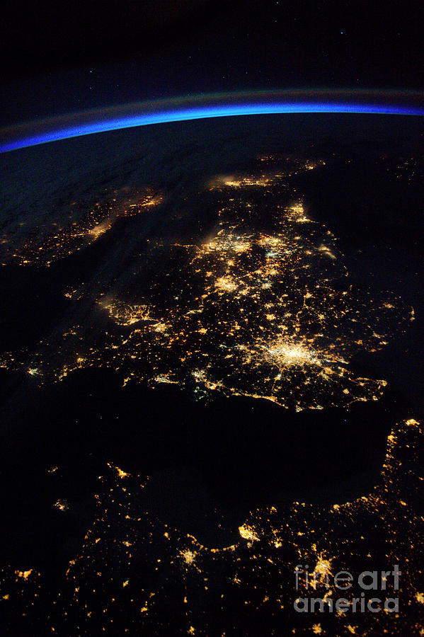 British Isles by Night from Space Photograph by Atlas Photo Archive ...