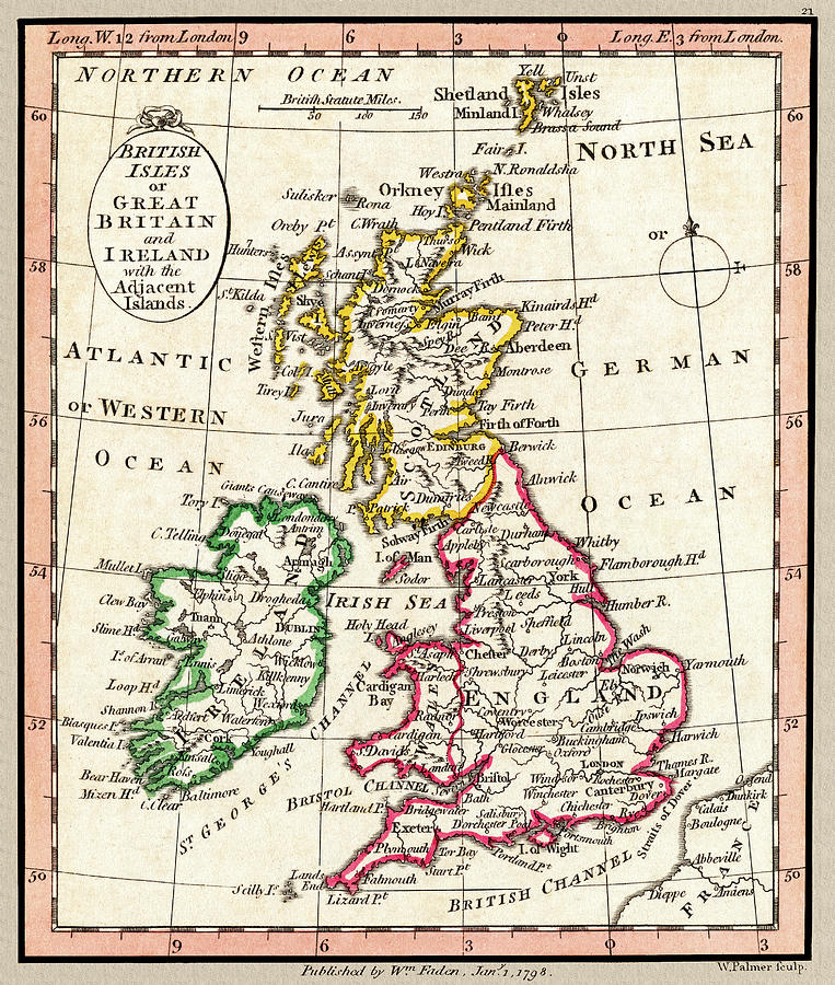 British Isles or Great Britain Map 1798 Photograph by Phil Cardamone
