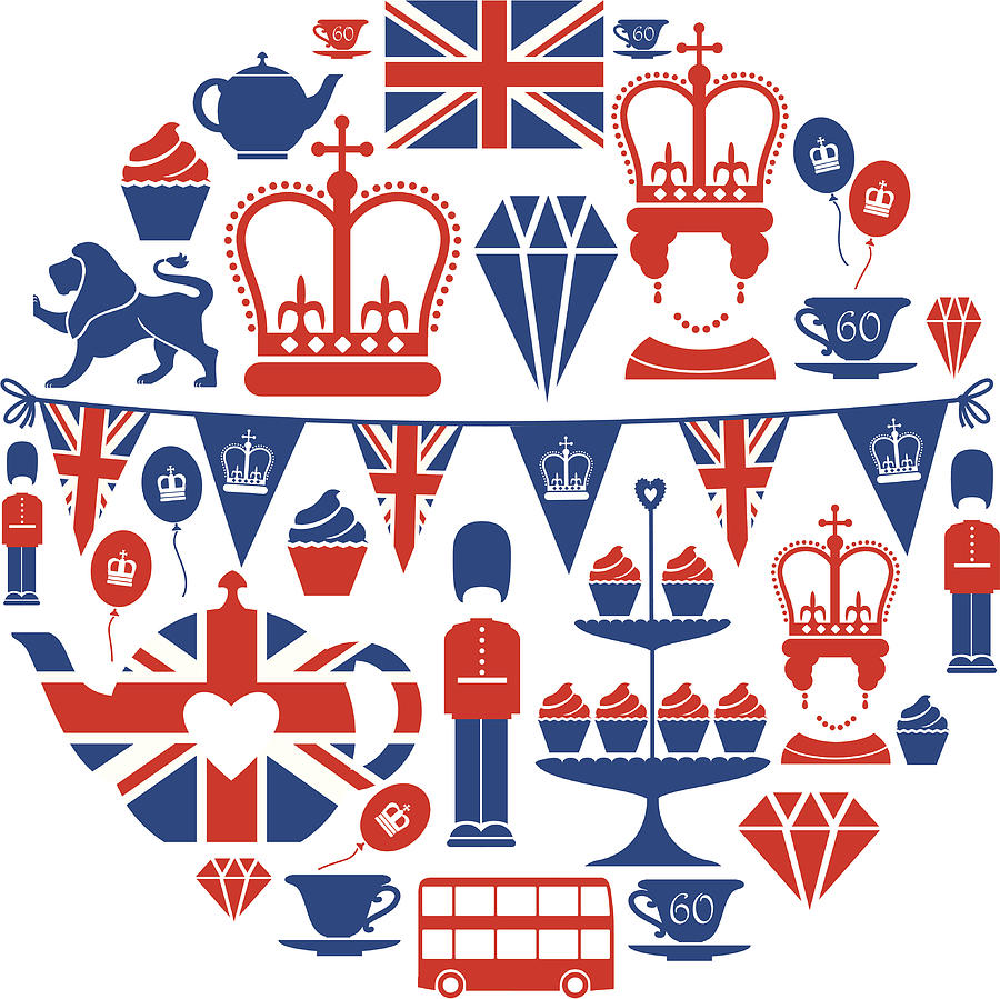 British Jubilee Icon Set Drawing by TheresaTibbetts