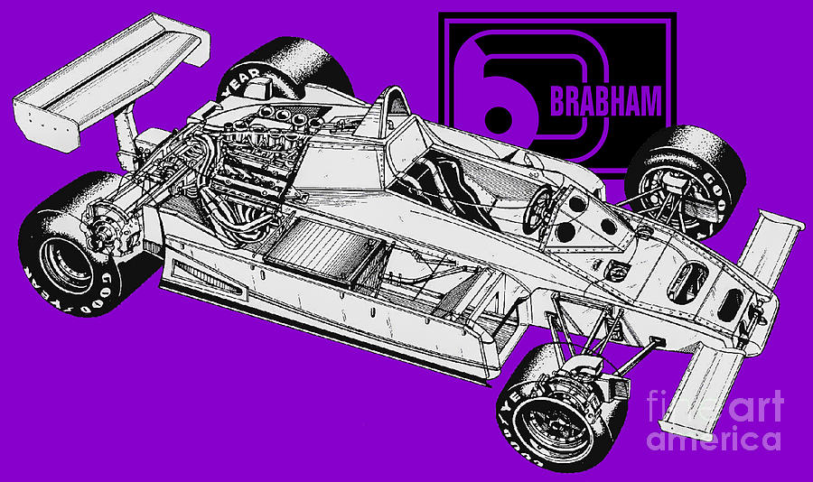 British racing car Brabham BT46 is a grand prix 78's racing car. Cutaway  automotive art Drawing by Vladyslav Shapovalenko - Fine Art America