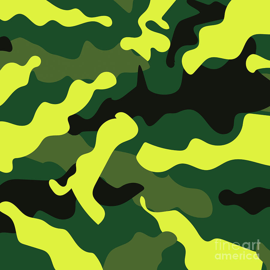 British Racing Green Yellow Camouflage Pattern Camo Theme Design