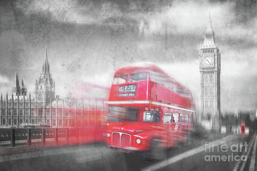 British red bus and Big Ben, London Photograph by Delphimages London Photography