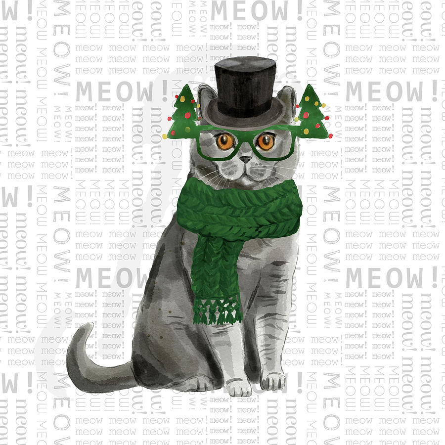 British Shorthair Christmas Cat Digital Art by Doreen Erhardt