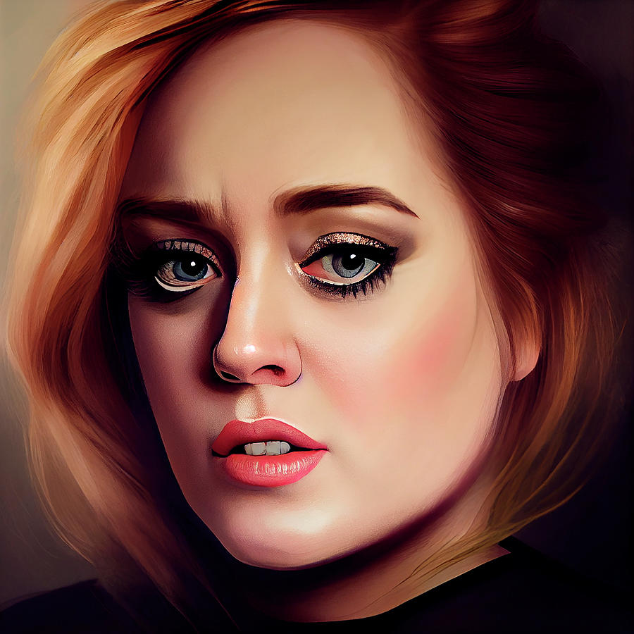 British singer songwriter Adele Digital Art by Tim Hill - Pixels