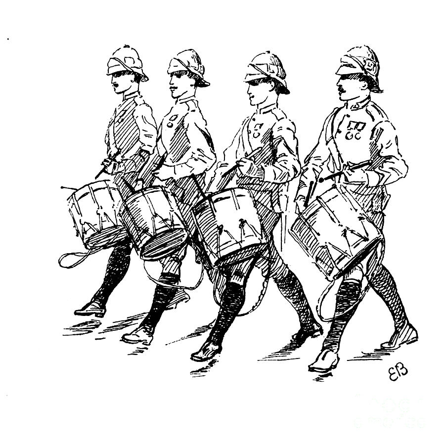 British Soldiers On Parade P4 Drawing