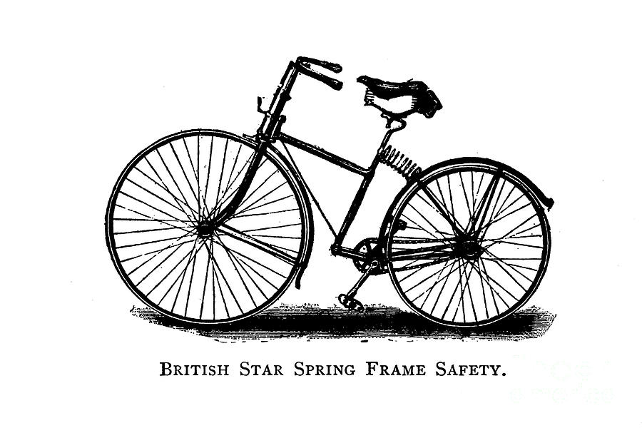 British Star Spring Frame Safety Bicycle b1 Drawing by Historic illustrations