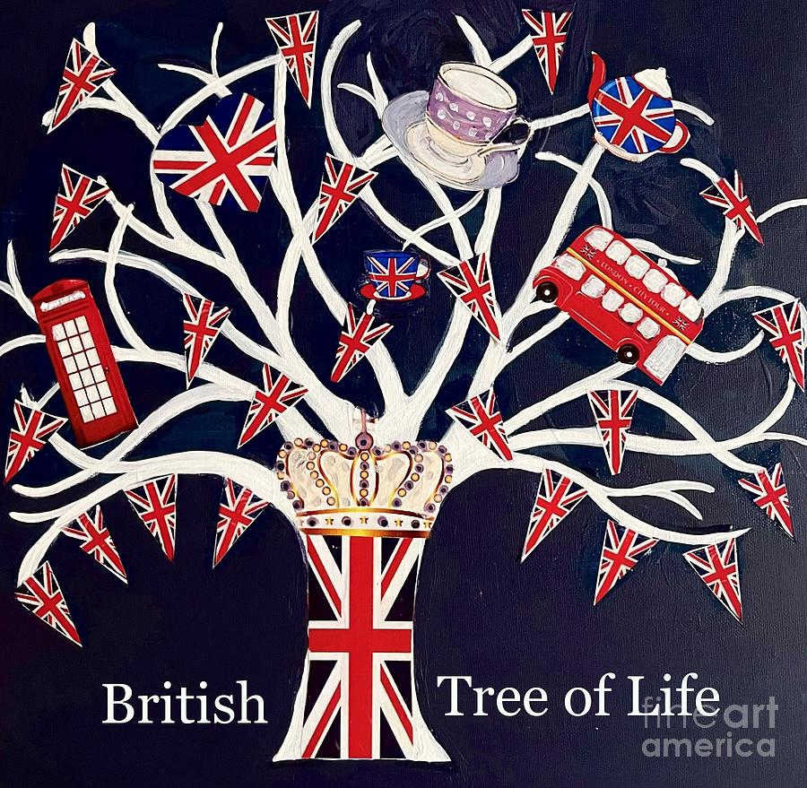 British Tree of Life with words Painting by Jacqui Hawk