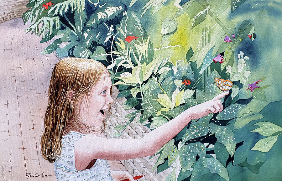 Brittani and the Butterfly Painting by Jim Gerkin