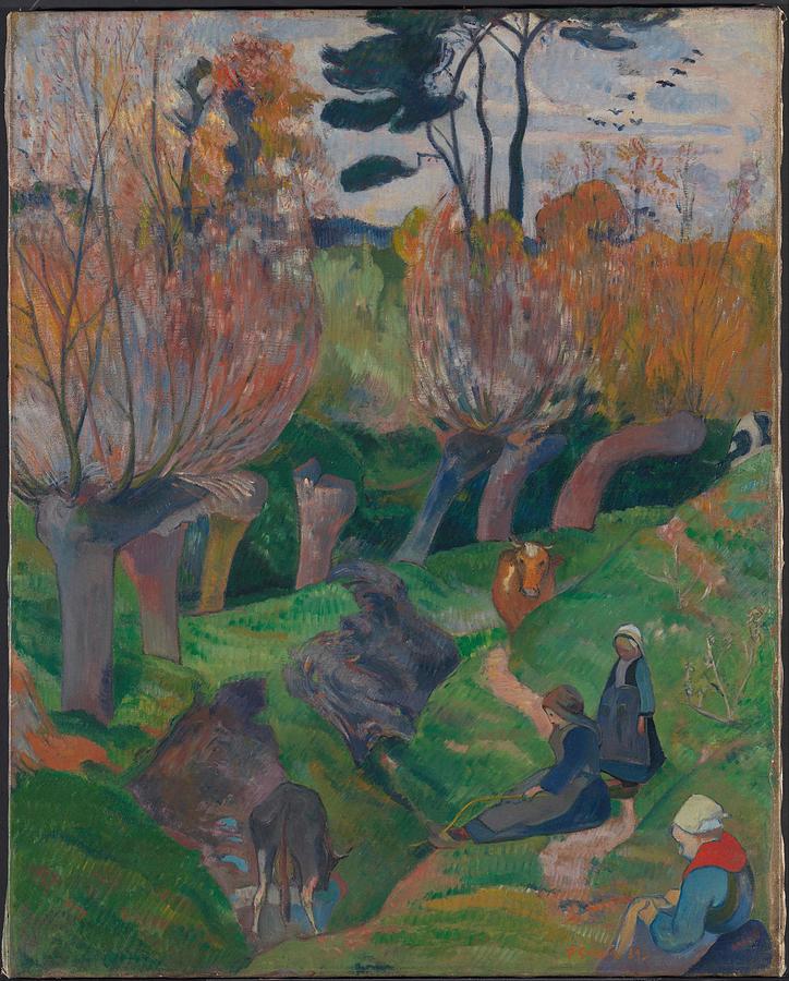 Brittany Landscape with Women and Cows, 1889  by Paul Gauguin 1848  1903 Painting by MotionAge Designs