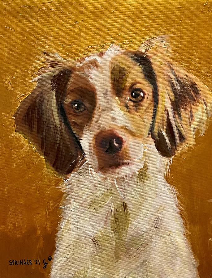 Brittany Spaniel Painting by Gary Springer