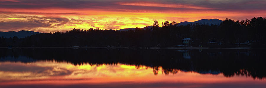 Broad Bay Sunset - Ossipee Lake, New Hampshire Panorama Photograph by John Rowe
