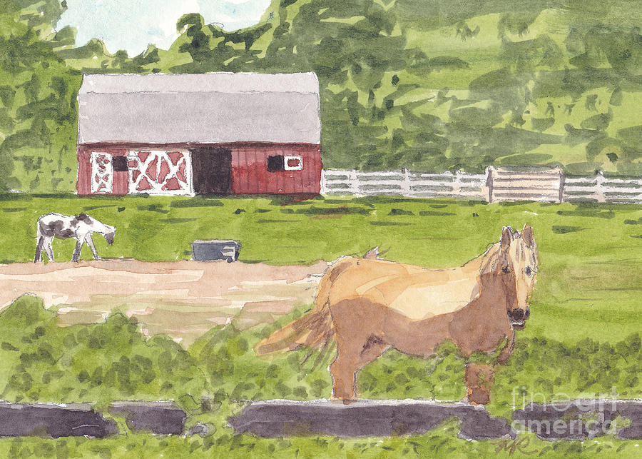 Happy horse at Broadneck Stable Painting by Mike Robinson