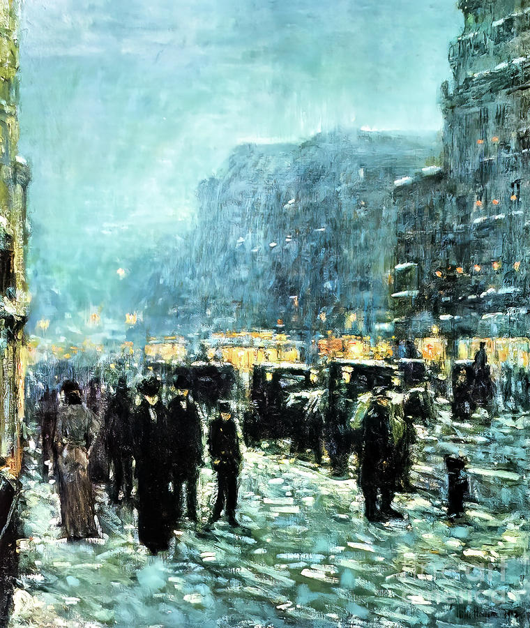 Broadway and 42nd Street by Childe Hassam 1902 Painting by Childe Hassam