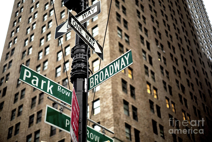 Broadway and Park Row in New York City Photograph by John Rizzuto