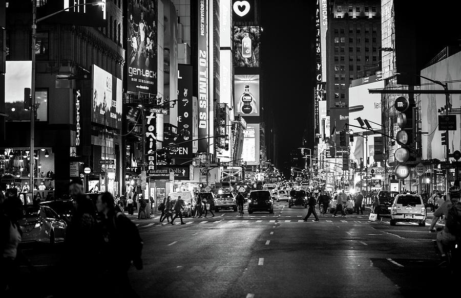 Broadway Lights In Black and White Photograph by Greg and Chrystal Mimbs