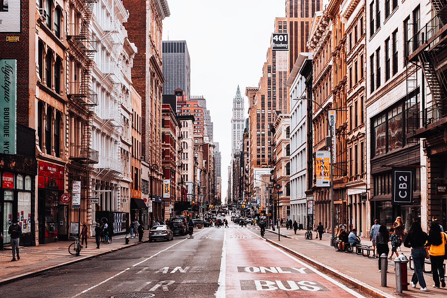 Broadway road going through SoHo shopping district, New York, USA Photograph by Alexander Spatari
