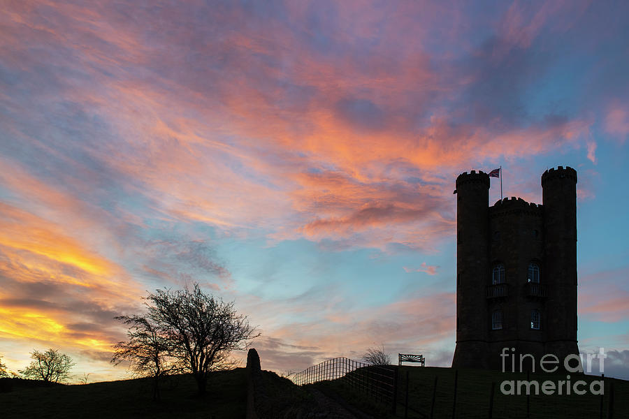 Broadway Tower Autumn Sunrise Silhouette Photograph by Tim Gainey